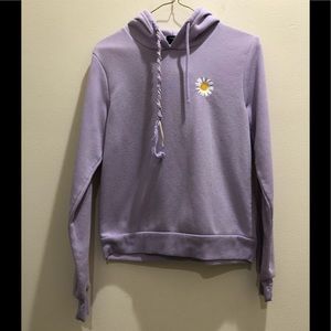 Girls purple long sleeve sweater with hoodie . Size S